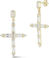 SPHERA MILANO Sterling Silver & CZ Cross Dangle Earrings