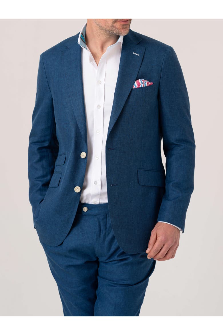 Linen Blazer, Main, color, Teal Blue