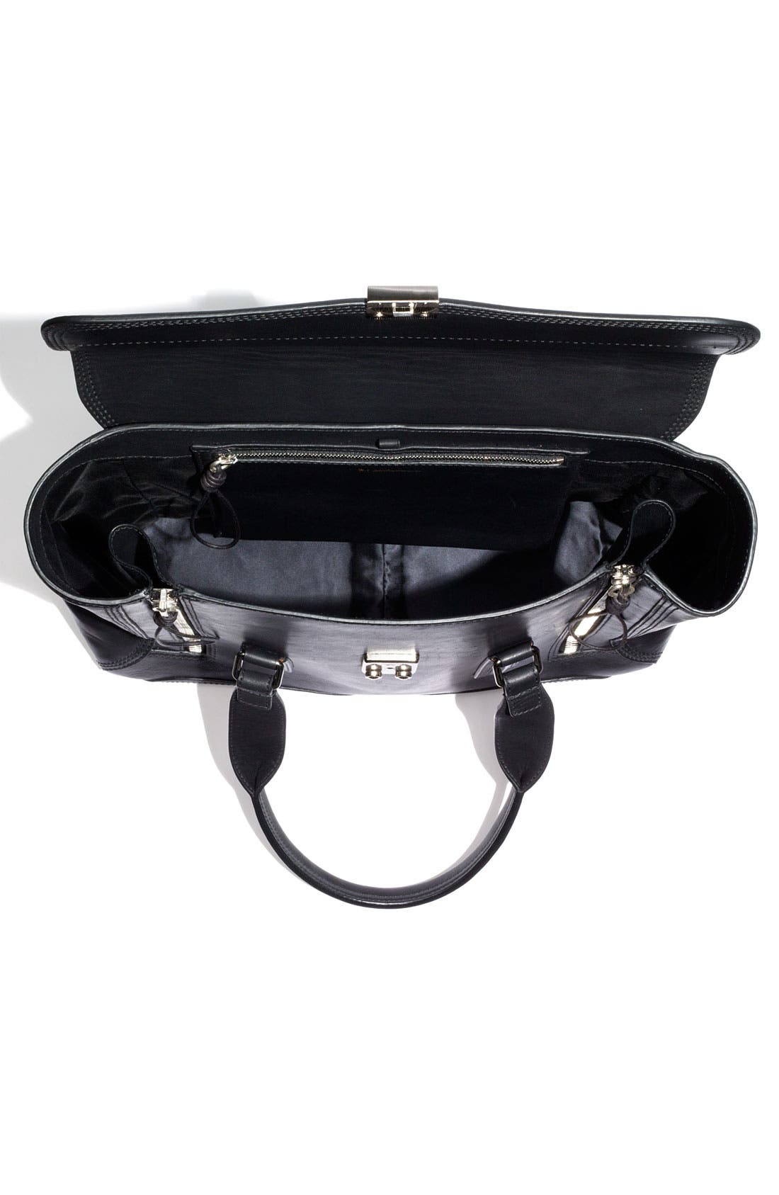 'Pashli' Leather Satchel, Alternate, color, BLACK