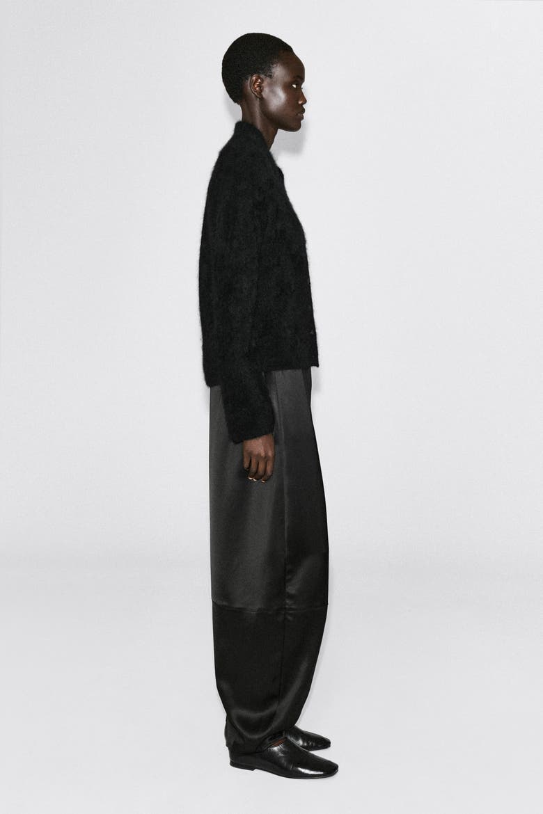 Draped Brushed Merino Wool Cardigan, Alternate, color, BLACK