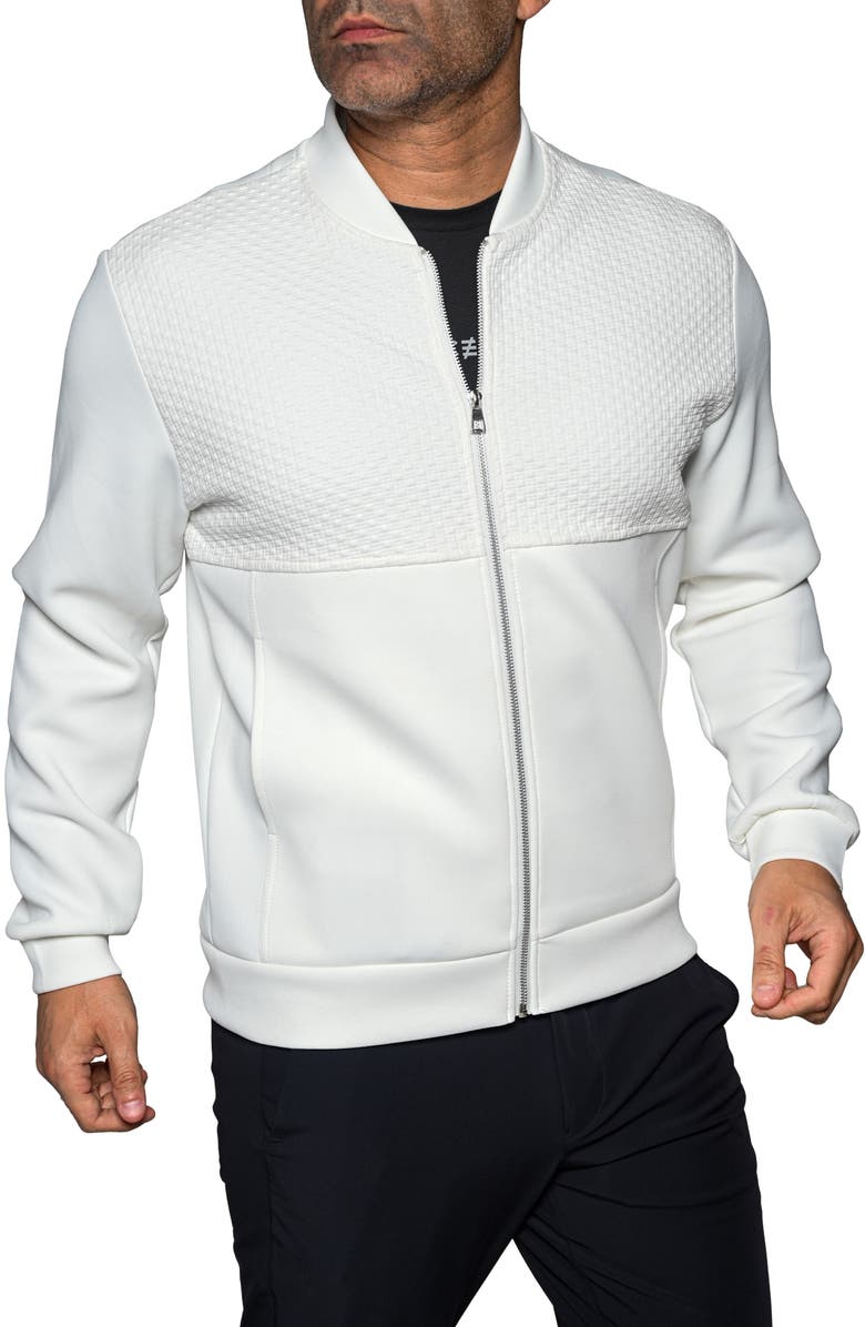 Maceoo Resistance047 White Embossed Bomber Jacket, Alternate, color, White