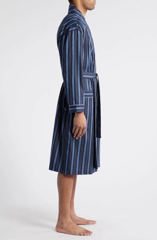 Majestic International Stripe Shawl Collar Cotton Robe In Stone