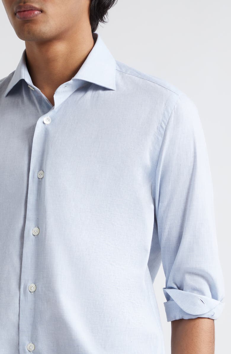 Eleventy Cotton & Linen Button-Up Shirt, Alternate, color, 