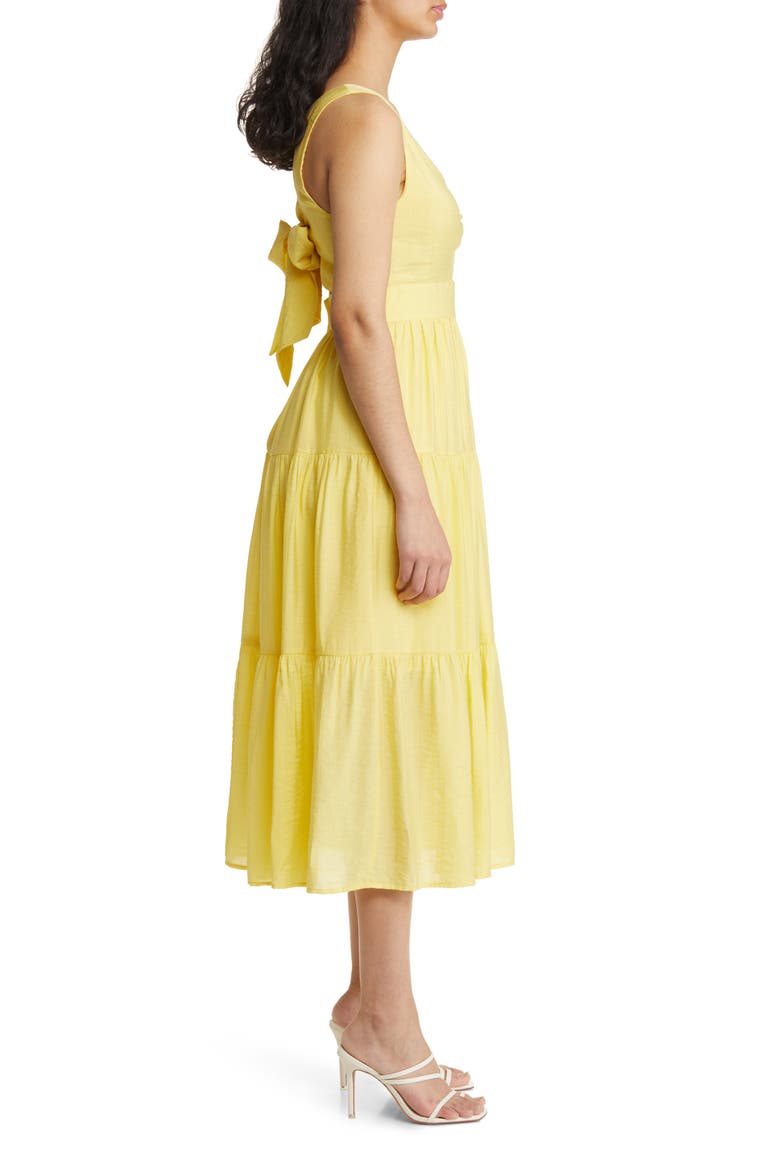 Twist Front Cutout Tiered Sundress, Alternate, color, YELLOW