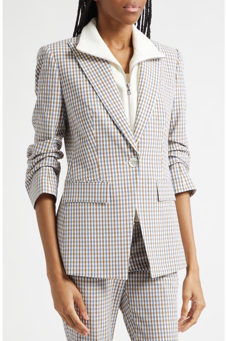Clayton Check Stretch Cotton Dickey Jacket, Alternate, color, ACORN MULTI