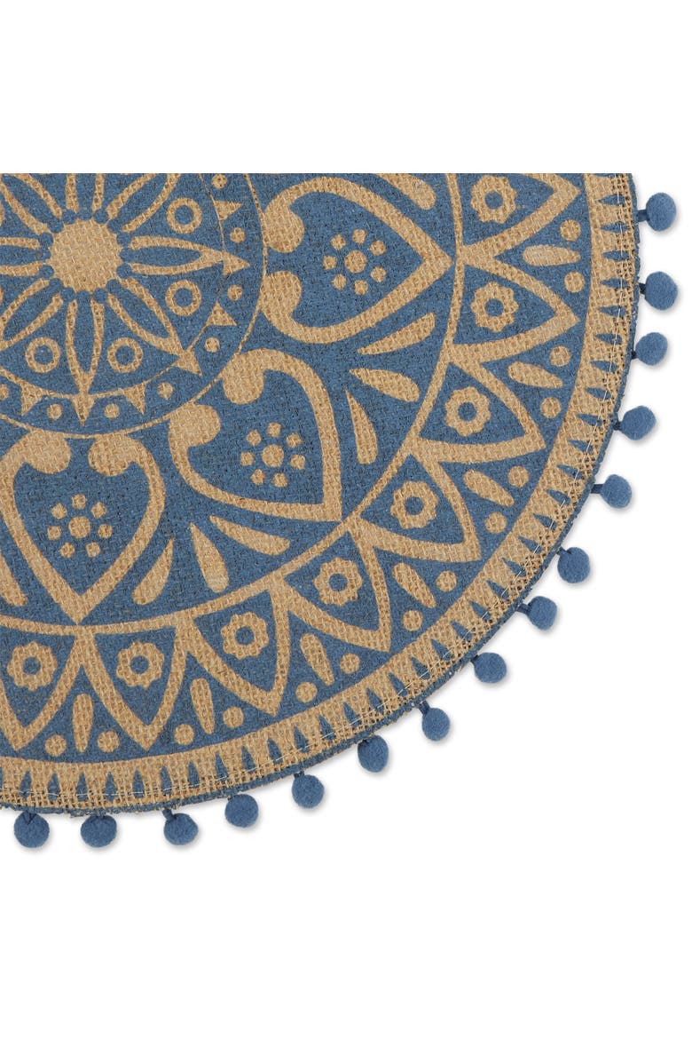 French Blue Block Print Round Jute Placemat Set/6, Alternate, color, French Blue