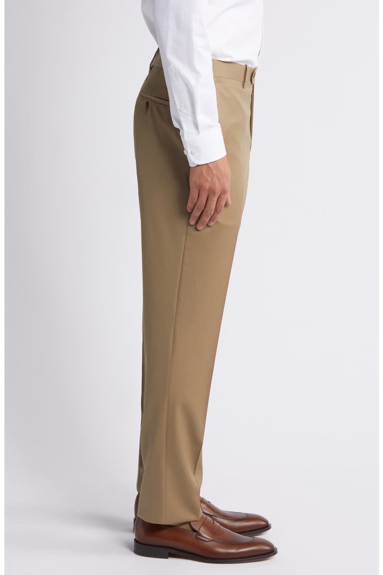 Solid Flat Front Stretch Wool Dress Pants, Alternate, color, LIGHT TAN