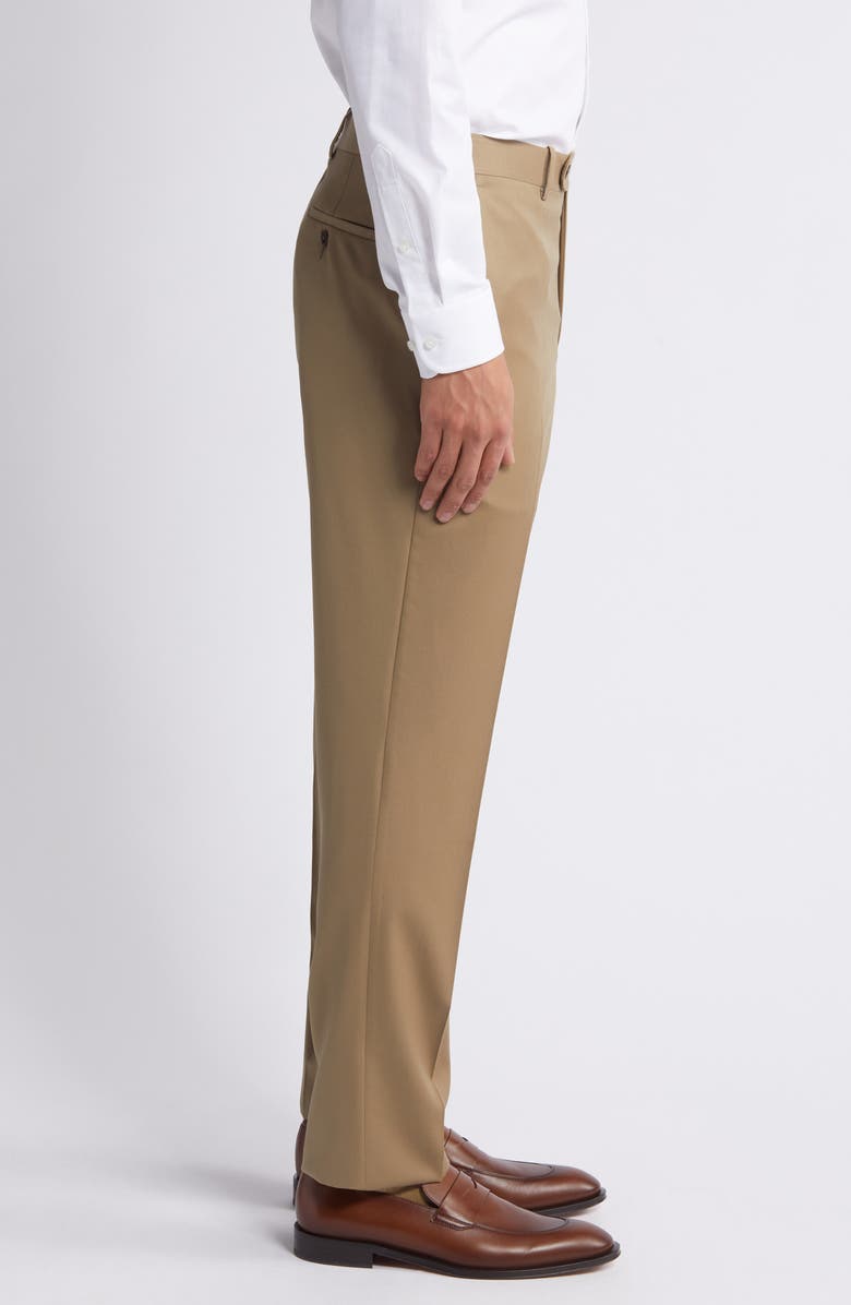 Peter Millar Solid Flat Front Stretch Wool Dress Pants, Alternate, color, Light Tan