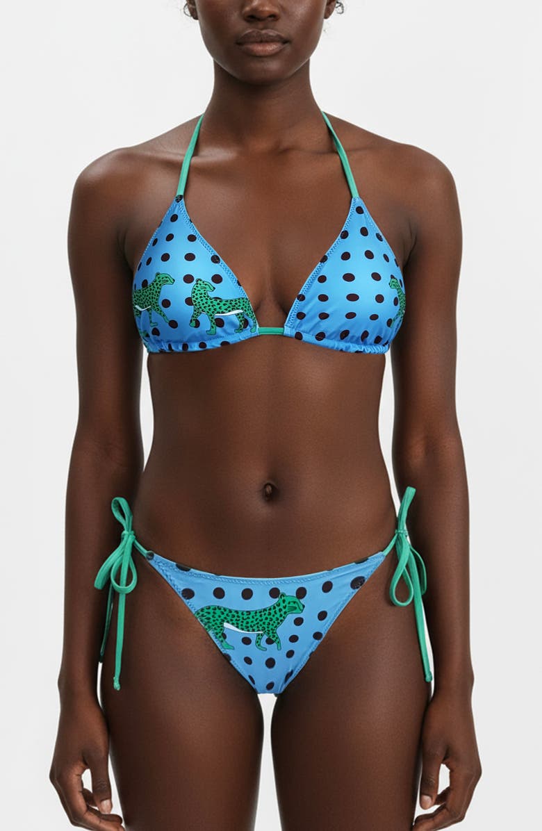 Jessie Zhao New York Verdant Wild Reversible Triangle Bikini Top, Main, color, Blue