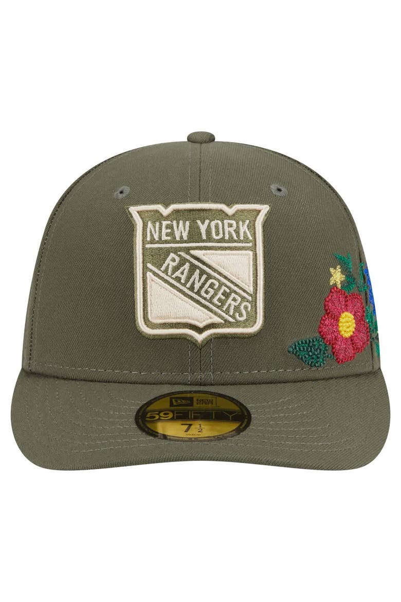 Men's New Era Olive New York Rangers Tonal Florals 59FIFTY Fitted Hat, Alternate, color, Olive