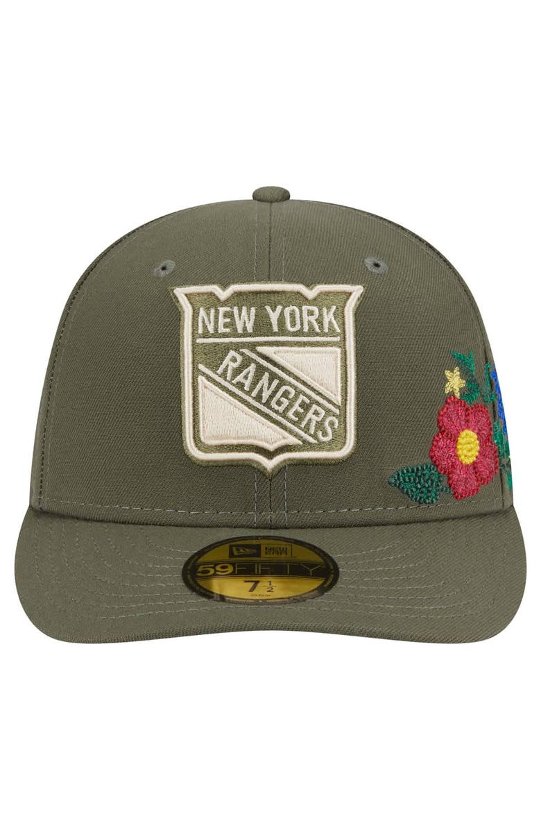 New Era Men's New Era Olive New York Rangers Tonal Florals 59FIFTY Fitted Hat, Alternate, color, Olive