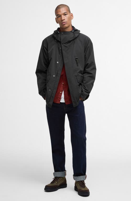 Barbour Hooded Waterproof Jacket In Black