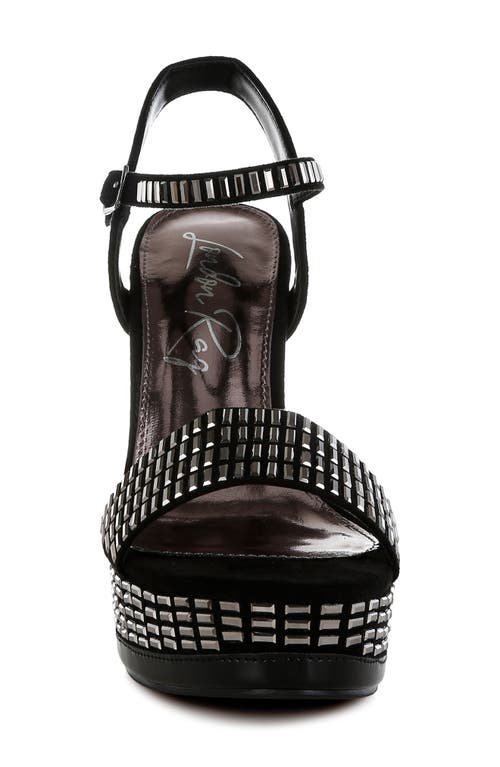 London Rag Starlet Rhinestone Platform Sandal In Black