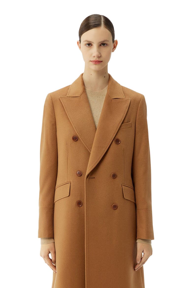 Cashmere Peak Lapel Long Coat, Alternate, color, camel