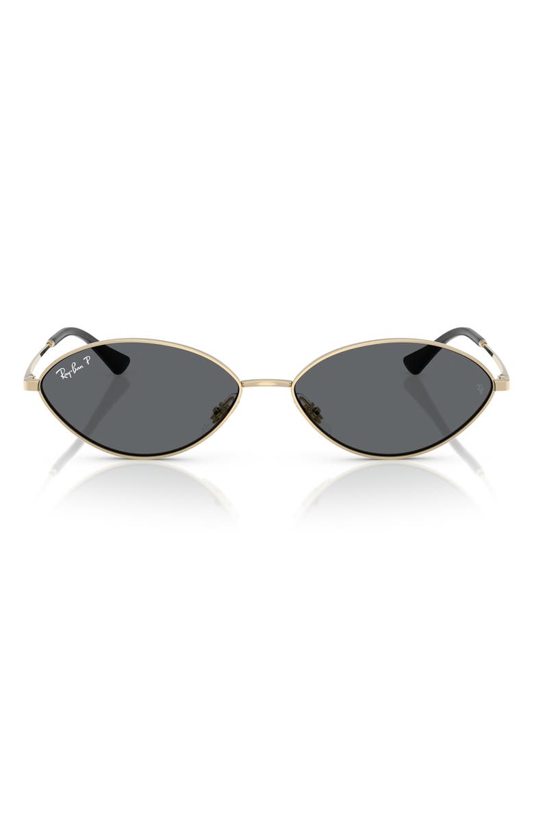 Ray-Ban Kai 56mm Polarized Oval Sunglases, Main, color, Pale Gold / Dark Grey Polar