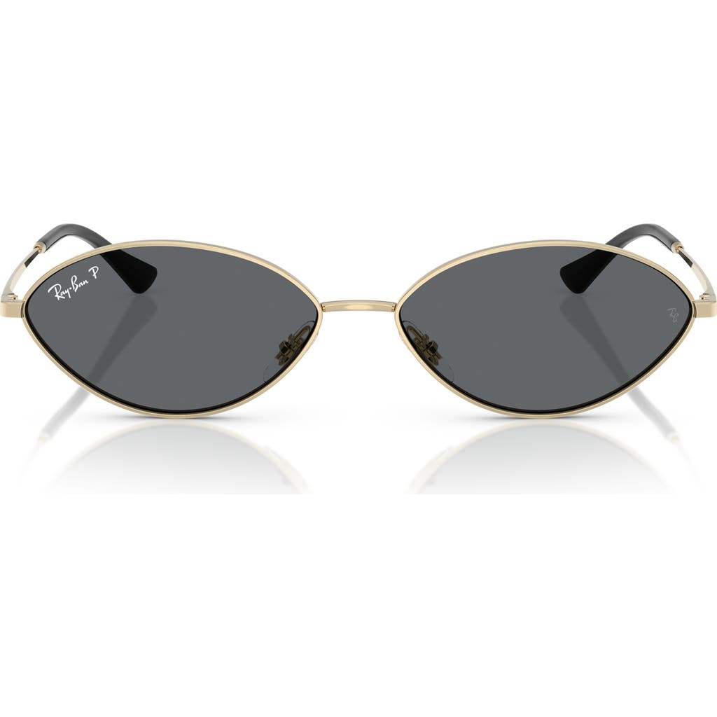 Ray-Ban Kai 56mm Polarized Oval Sunglases in Pale Gold/dark Grey Polar at Nordstrom