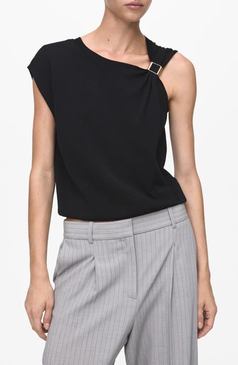 Buckle Detail Asymmetric Sweater