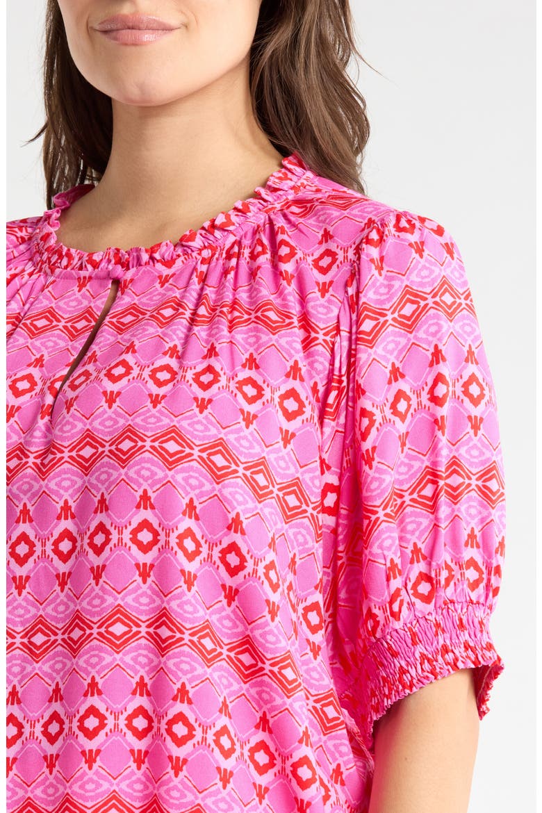 Mirany Ikat Print Top, Alternate, color, FUCHSIA-RED-MULTI