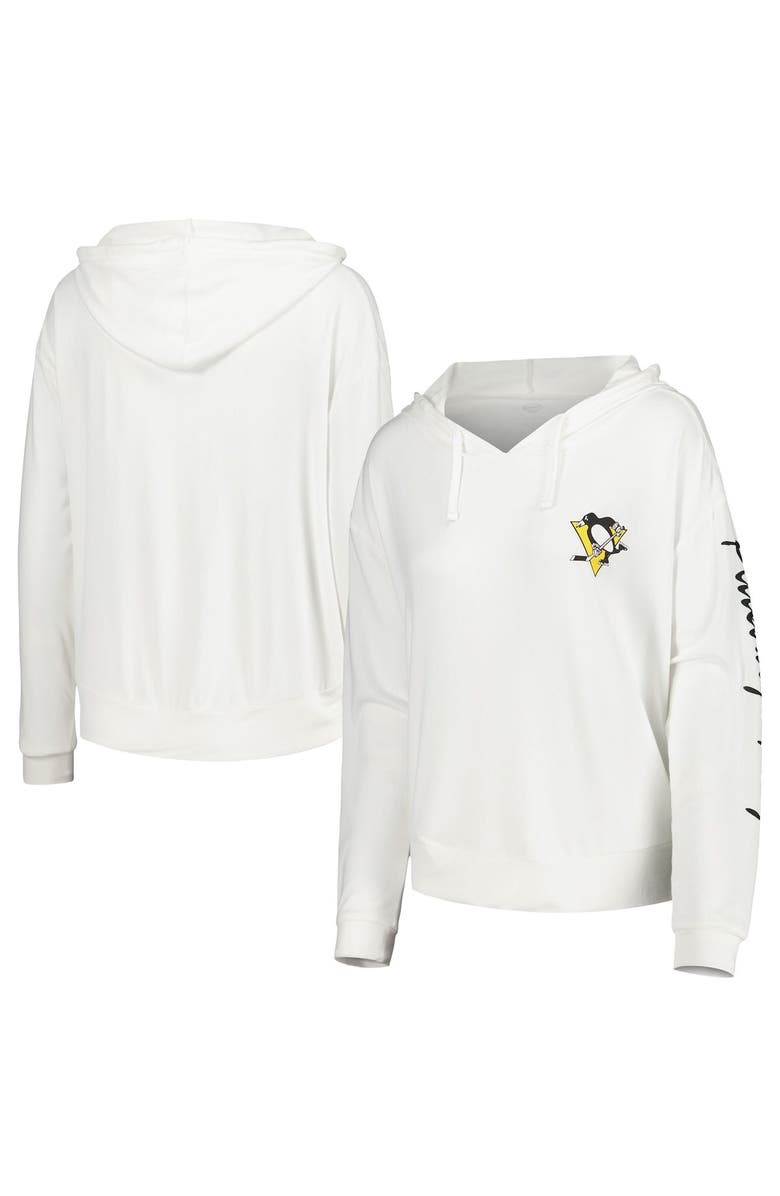 CONCEPTS SPORT Women's Concepts Sport White Pittsburgh Penguins Accord Hacci Long Sleeve Hoodie T-Shirt, Main, color, 