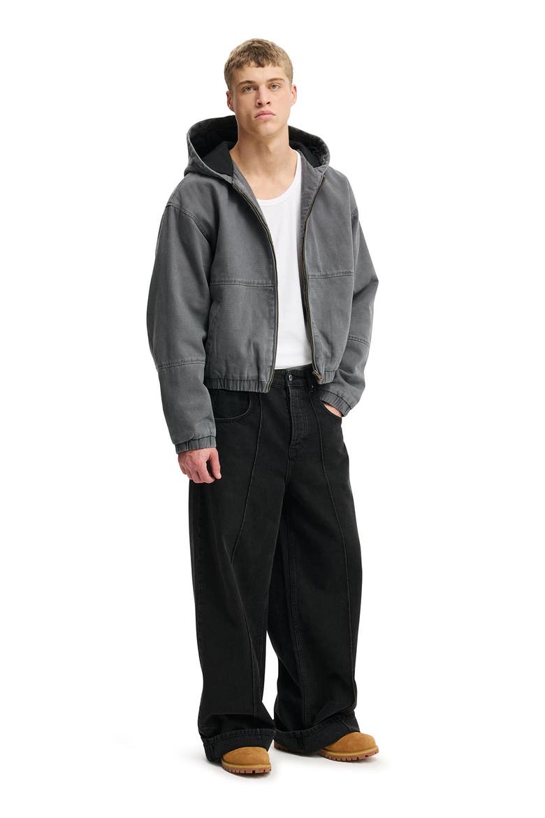 Men's Cropped Hooded Bomber, Alternate, color, Washed Black