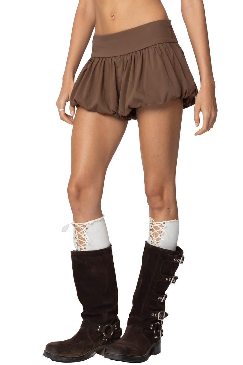 Adrianna Bubble Micro Shorts, Alternate, color, BROWN