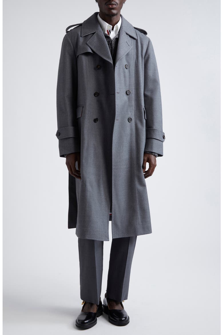 Unstructured Wool Blend Twill Trench Coat, Main, color, MEDIUM GREY