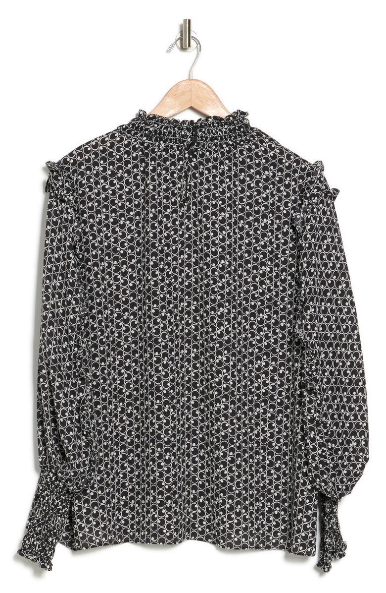 MAX STUDIO Geometric Print Smocked Trim Blouse, Alternate, color, 