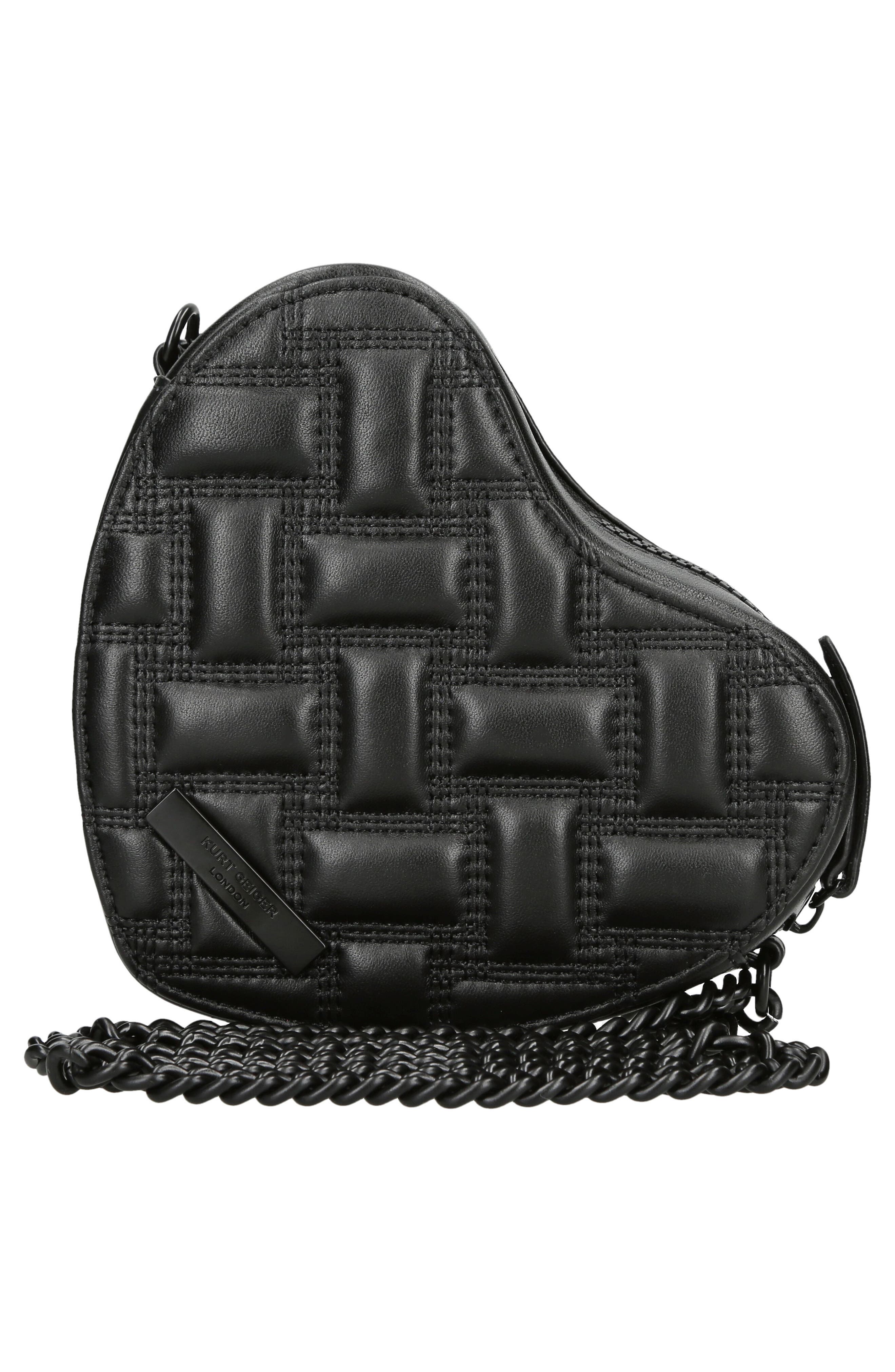 Kurt Geiger London Kensington Drench Quilted Leather Heart Crossbody Bag, Alternate, color, 