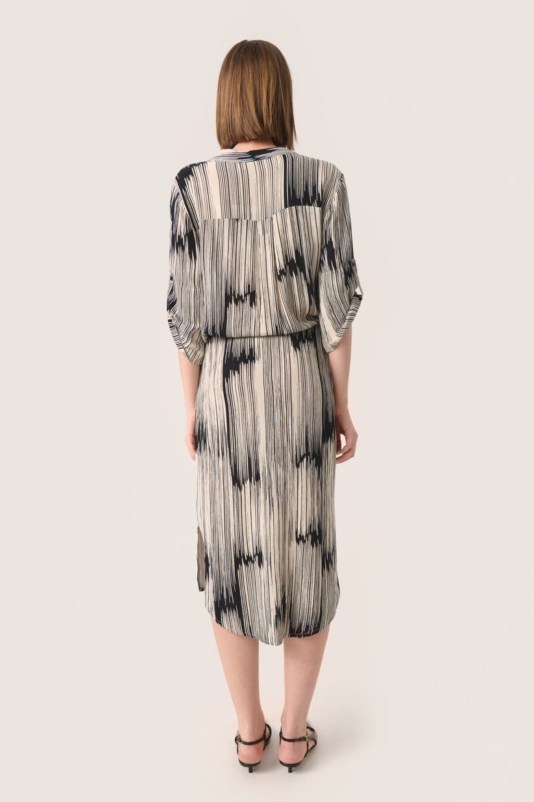 Zaya V-Neck Midi Dress, Alternate, color, Black/Sandshell