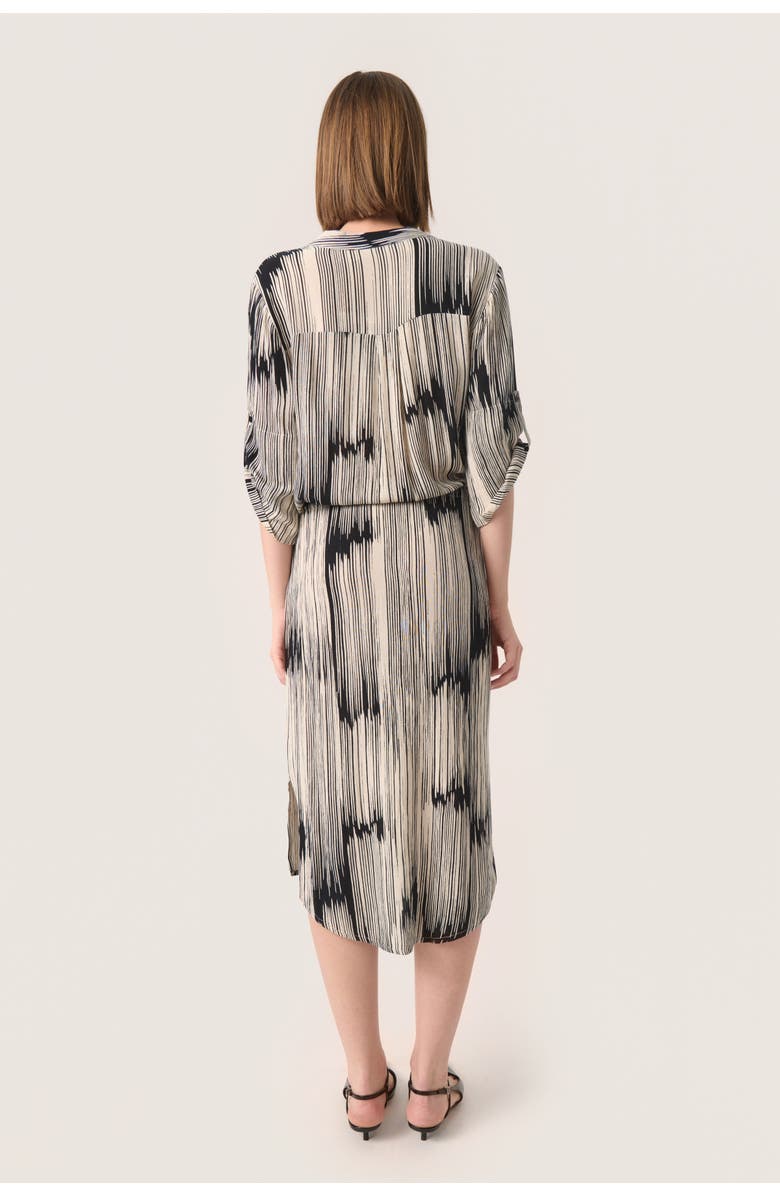 Soaked in Luxury Zaya V-Neck Midi Dress, Alternate, color, Black/Sandshell