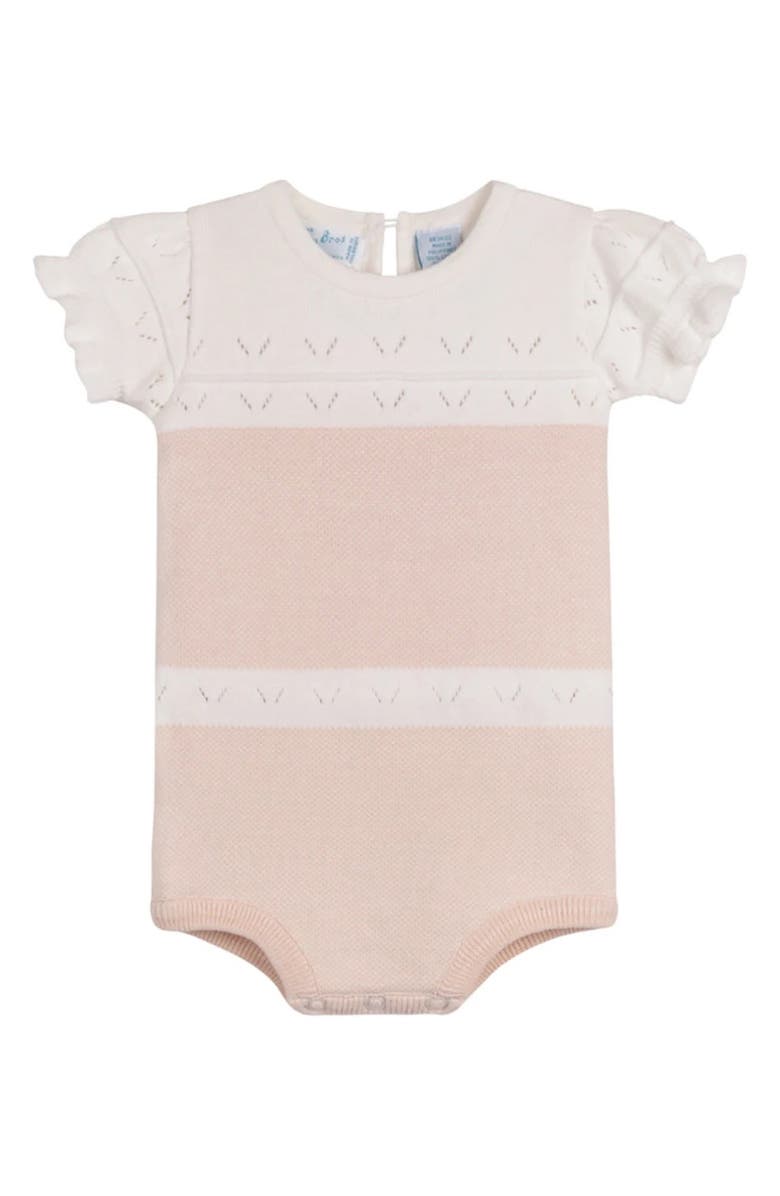 Feltman Brothers Cotton Pointelle Contrast Bodysuit, Main, color, Blush