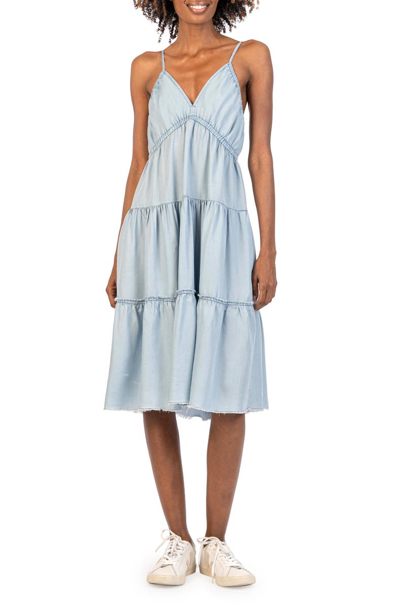 KUT from the Kloth Zaniah Tiered Chambray Sundress, Main, color, 