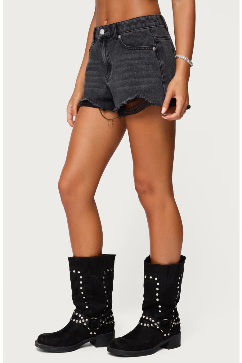 Fern Cutoff Denim Shorts, Alternate, color, BLACK