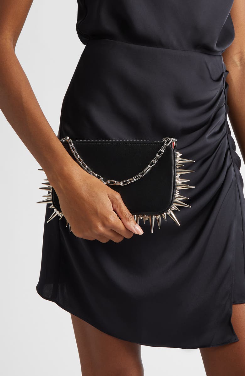 Christian Louboutin Loubila Spike Leather Shoulder Bag, Alternate, color,