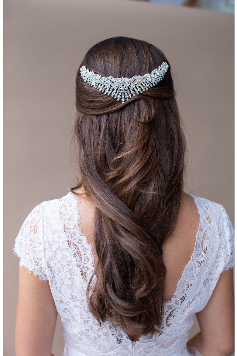 Hessa Austrian Crystal Crown (Nordstrom Exclusive), Alternate, color, SILVER