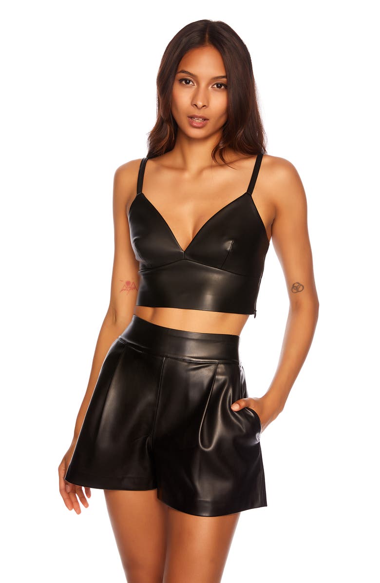Susana Monaco Faux Leather Bralette Top, Alternate, color, 