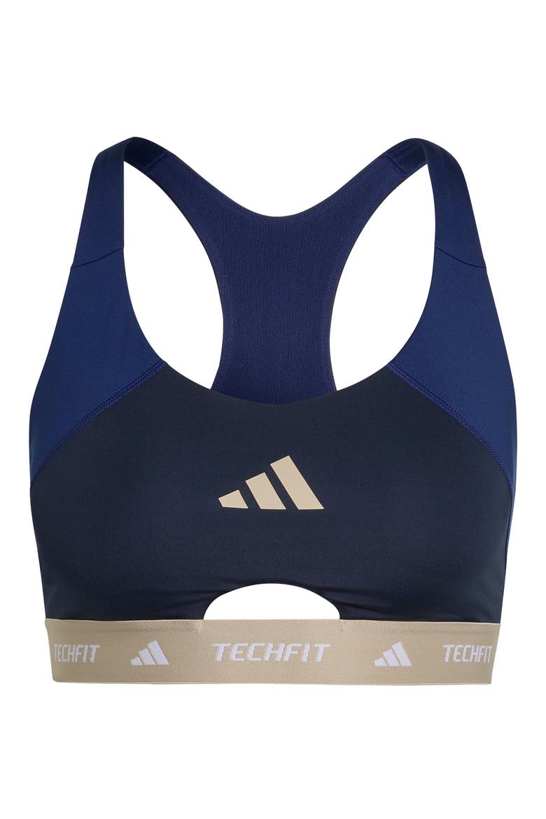 Techfit Colorblock Mesh Racerback Sports Bra, Alternate, color, DARK BLUE/ LEGEND INK