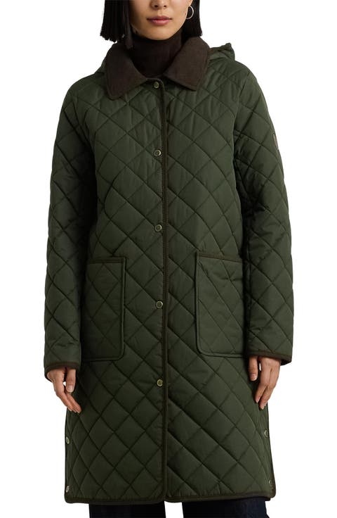 Diamond Quilted Hooded Coat