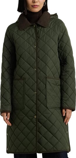 LRL新アウター【RALPH LAUREN】Diamond quilted Hooded Coat Crest-Patch Diamond-Quilted Hooded Coat