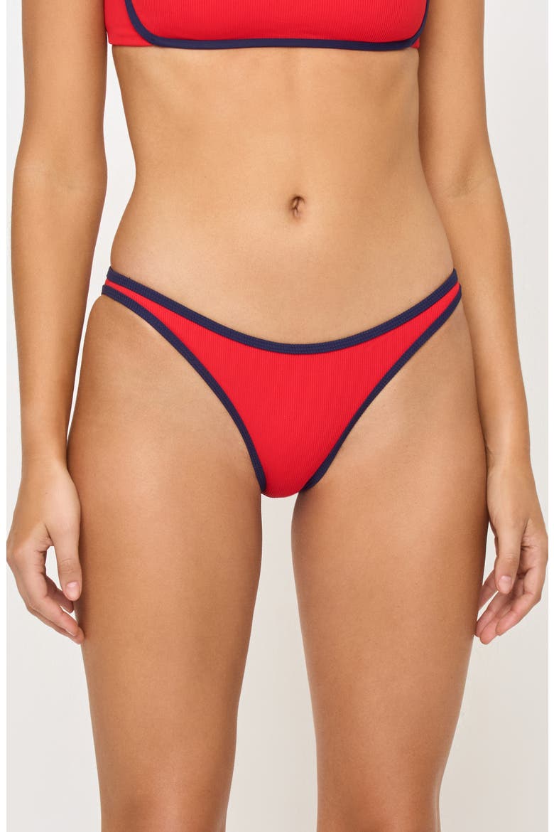 Suzi Textured Bikini Bottoms, Main, color, FLAME/ MIDNIGHT