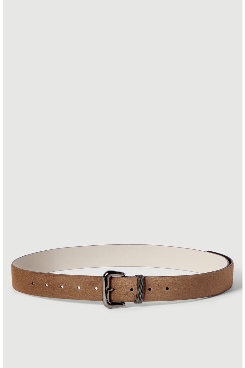 Suede belt with shiny loop, Main, color, Caramel