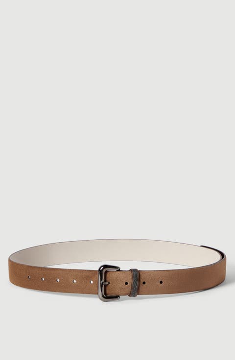 Suede belt with shiny loop