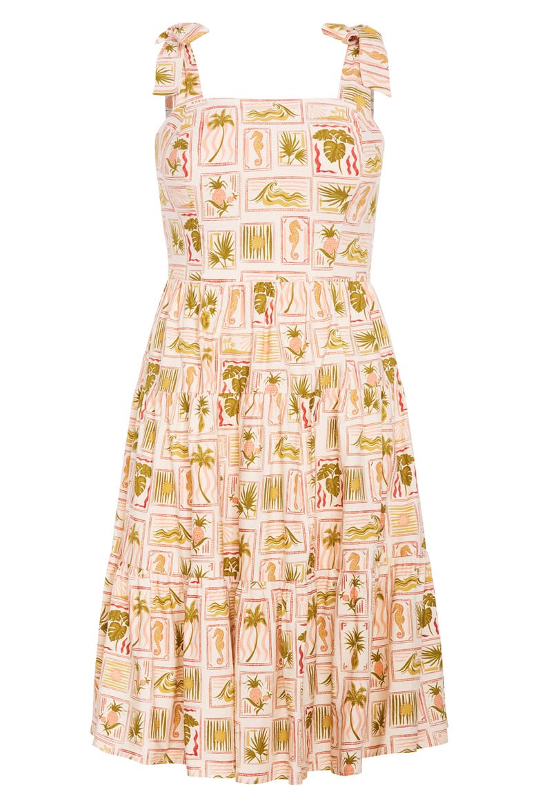 Leila Print Tie Strap Dress, Alternate, color, COOL TROPICS