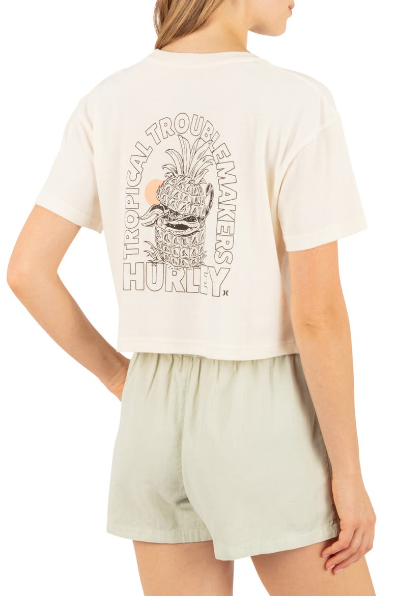 Tropical Trouble Graphic Boxy Cropped T-Shirt, Alternate, color, CREAM