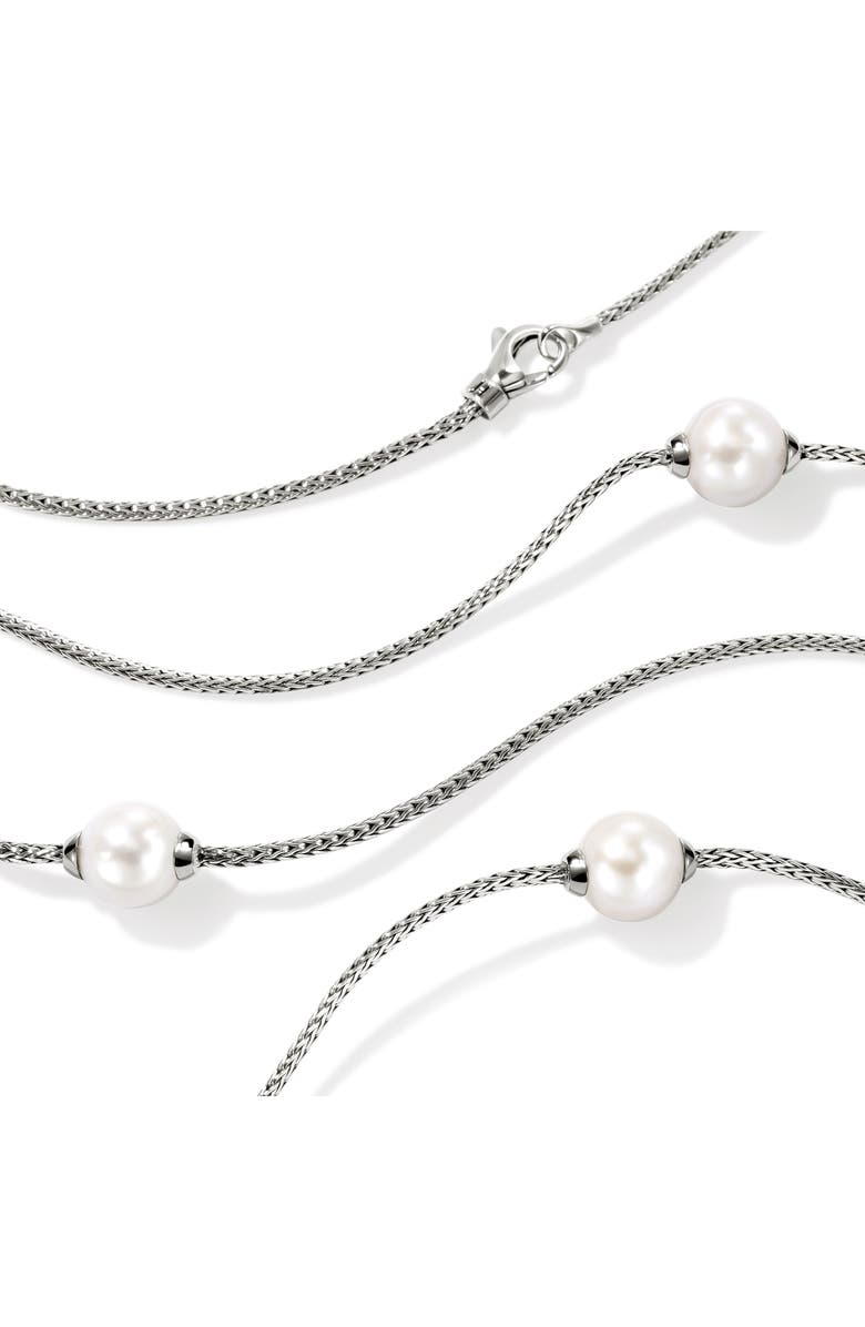 John Hardy JH Essentials Freshwater Pearl Station Necklace, Alternate, color, Silver/Pearl