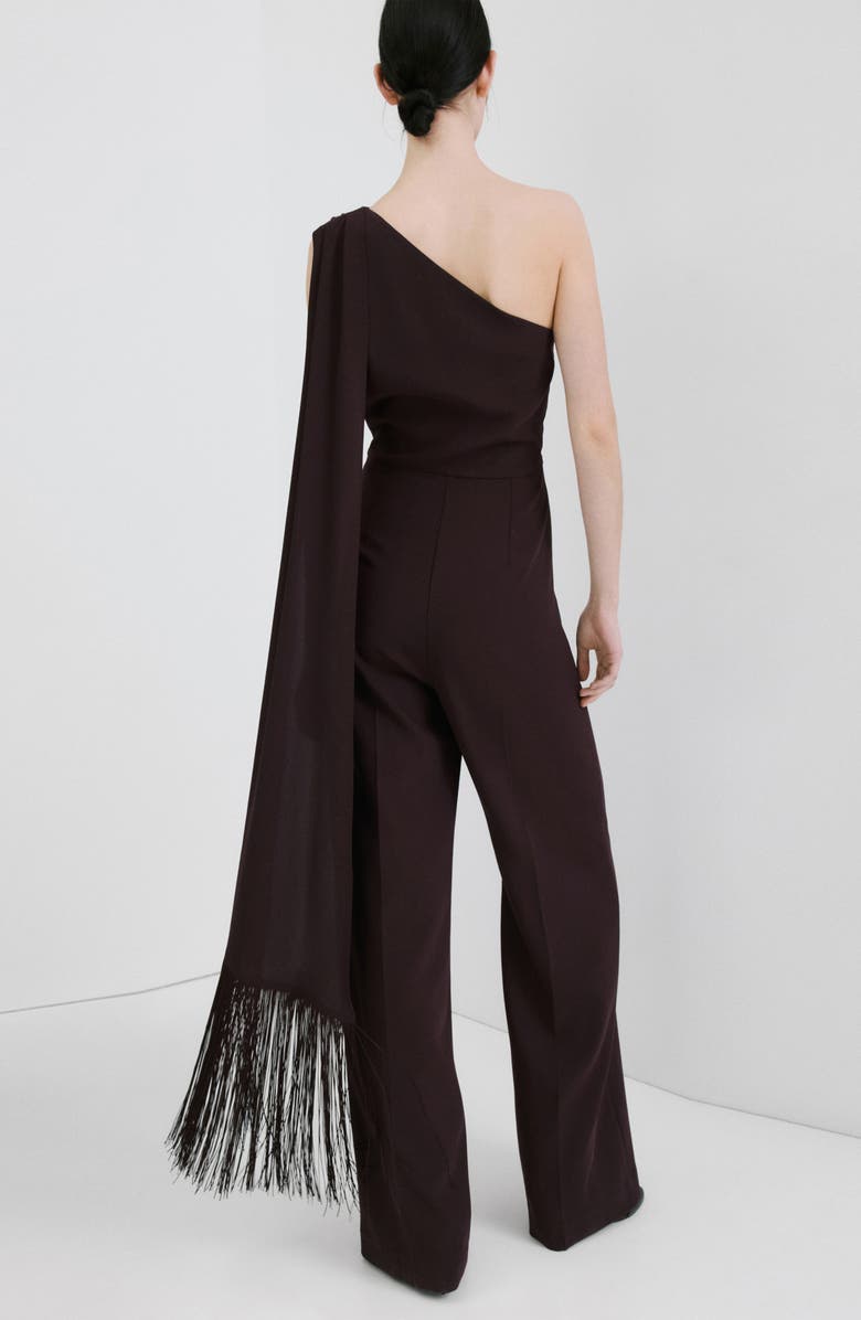 MANGO Asymmetric Jumpsuit, Alternate, color, Chocolate