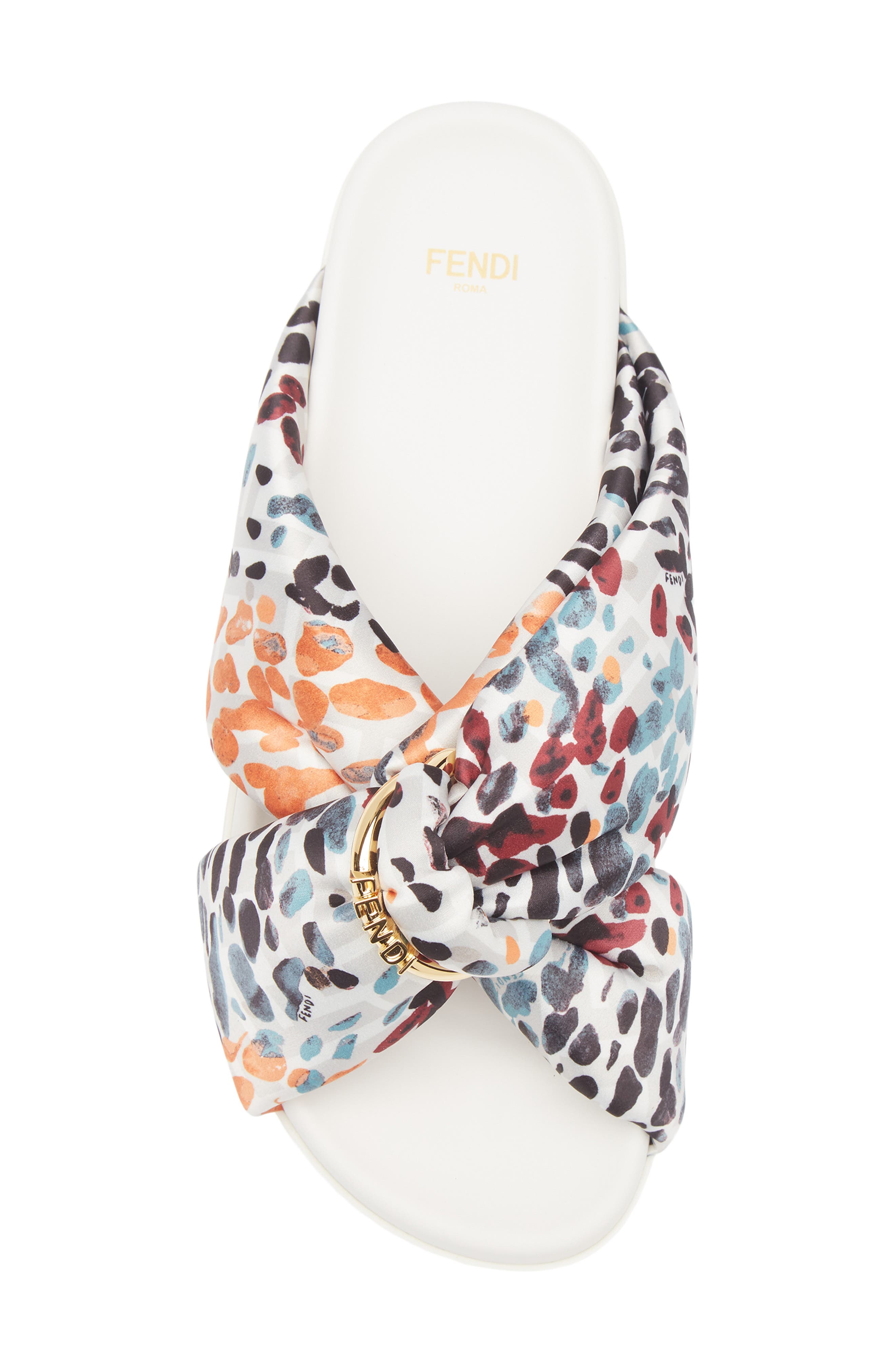 Fendi Feel Knotted Slide Sandal, Alternate, color, White