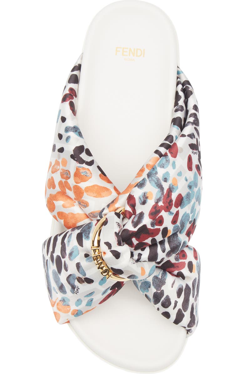 Fendi Feel Knotted Slide Sandal, Alternate, color, White