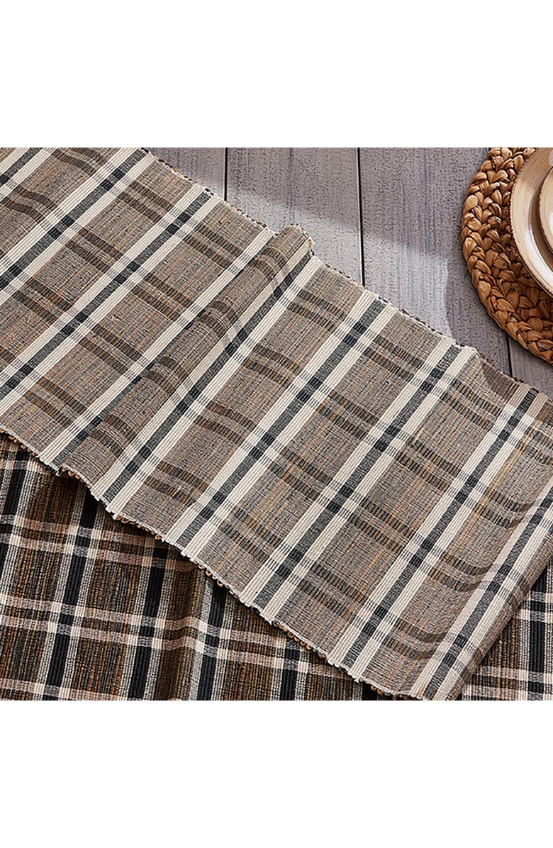 tag Bodhi Plaid Water Hyacinth Table Runner Gray Polyester Easy Care, Main, color, Gray