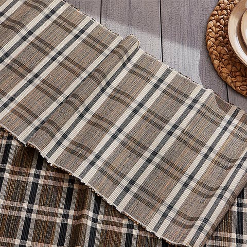 Bodhi Plaid Water Hyacinth Table Runner Gray Polyester Easy Care